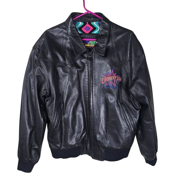 VTG Tony Nowak Country Star Hollywood Leather Jacket L Western Rockabilly Retro - Picture 1 of 12